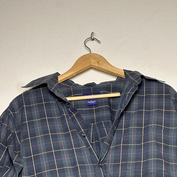 Club Room Dress Button Up Shirt Plaid Collared Formal Casual Men L Green Retro - Picture 11 of 11